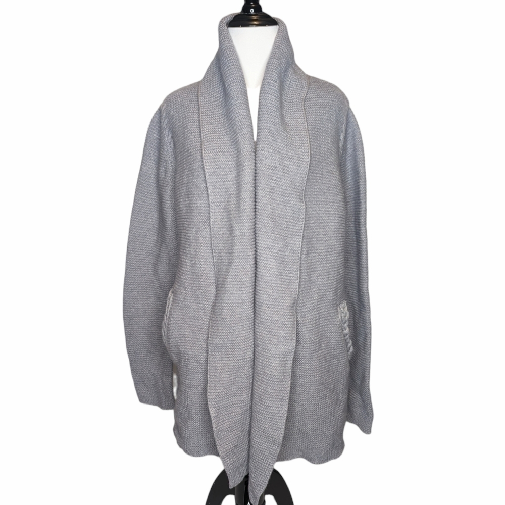 Irelands Eye gray long cardigan sweater knit wool blend size S